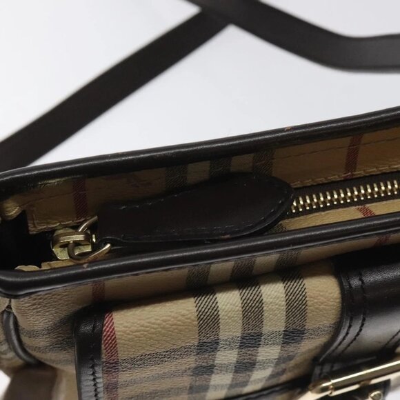 BURBERRY Nova Check Shoulder Bag PVC Beige Gold Auth - Picture 10 of 16